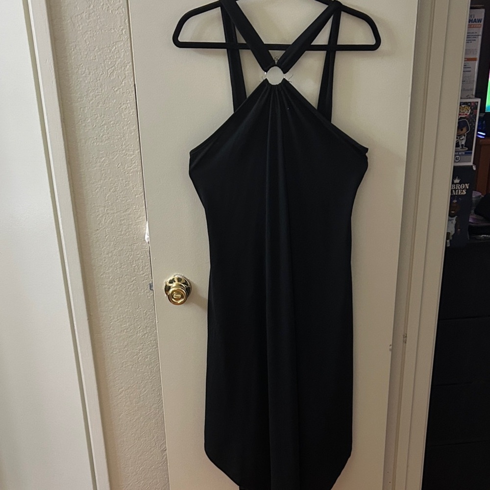 SHEIN Chic Black Halter Backless Dress